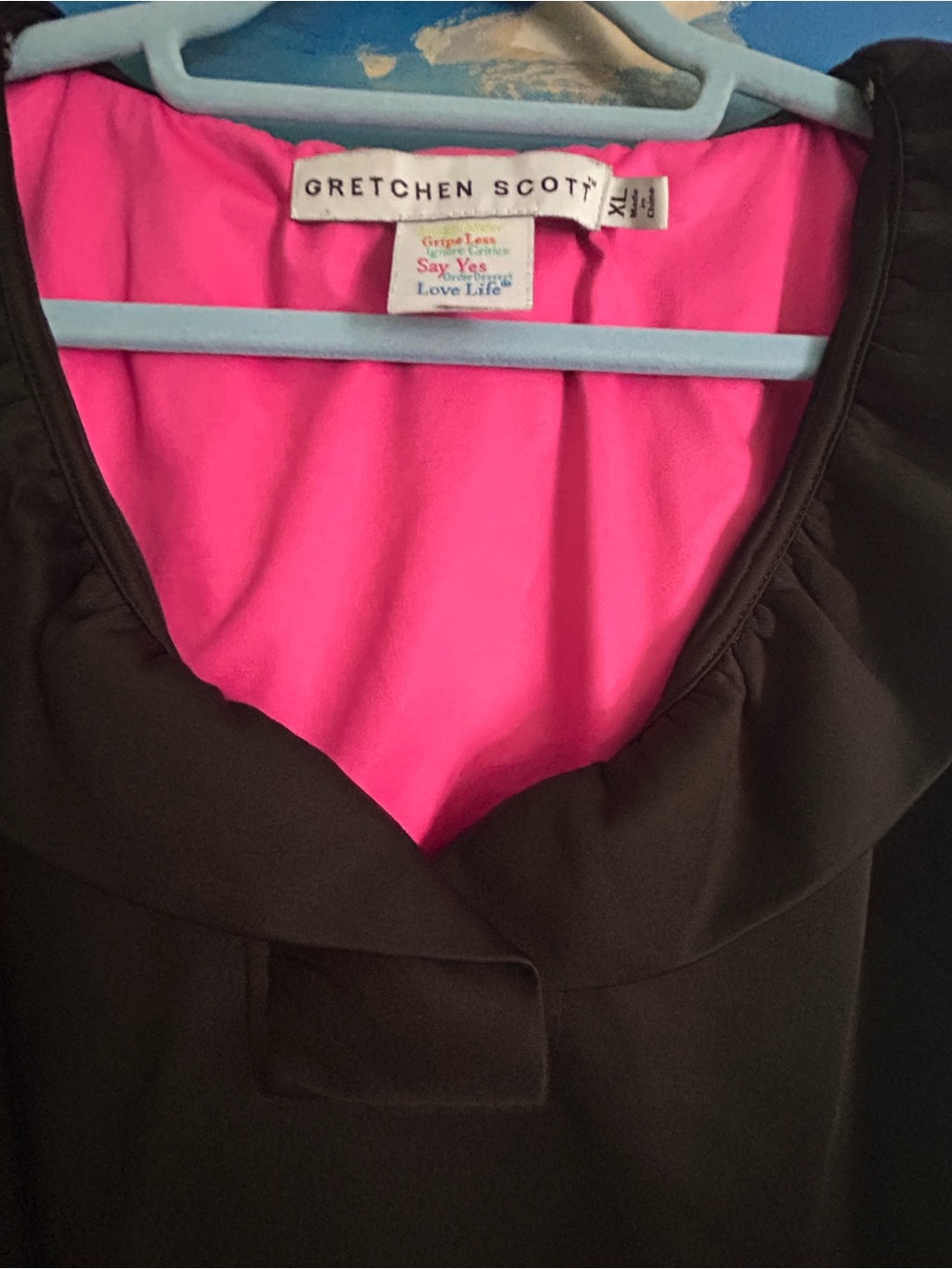 Gretchen Scott Designs Black Shell Top withPink Lining XL - Picture 3 of 5